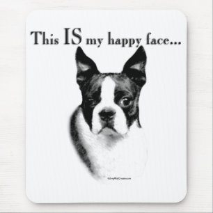 Mousepad Boston Terrier Face Feliz
