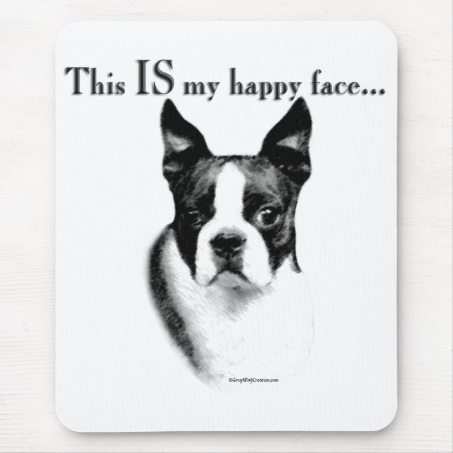 Mousepad Boston Terrier Face Feliz (Frente)