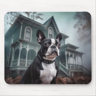 Mousepad Boston Terrier Halloween Scary