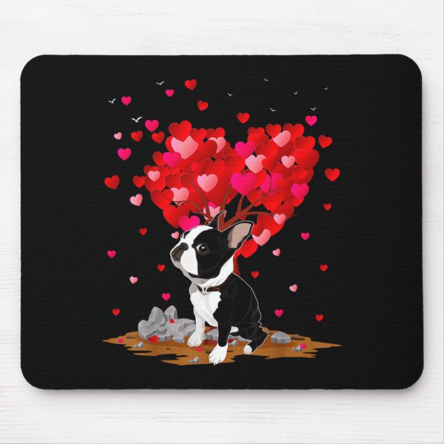 Mousepad Boston Terrier Lover Heart Shape Boston Terrier Va (Frente)