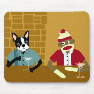 Mousepad Boston Terrier & macaco da peúga
