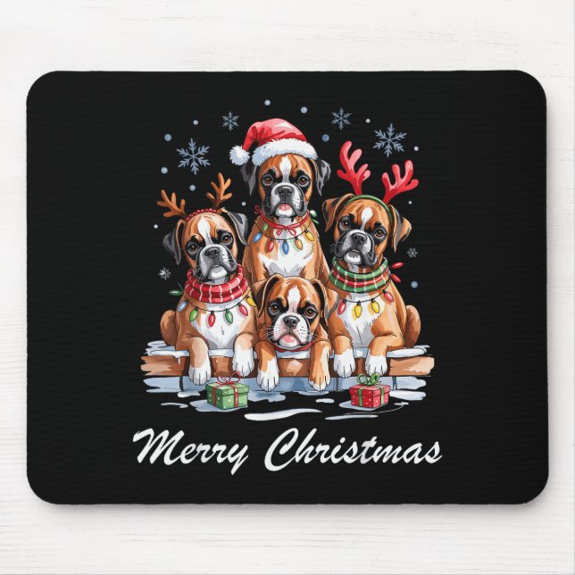 Mousepad Boston Terrier Merry Christmas Funny Dog Lovers Ho (Frente)
