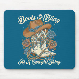 Mousepad Bota de Rodeio Country Howdy & Brilho É Uma Co