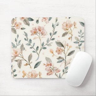 Mousepad Botânica Aquarela de Flor Silvestre Suave Neutra S
