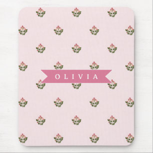 Mousepad Botânica Delicada Floral Romântica Personalizada