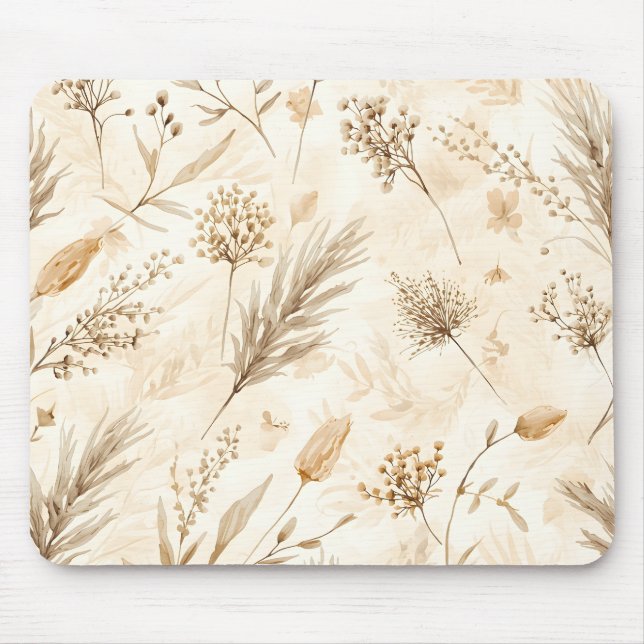 Mousepad Botânico Flor Seca Bege (Frente)