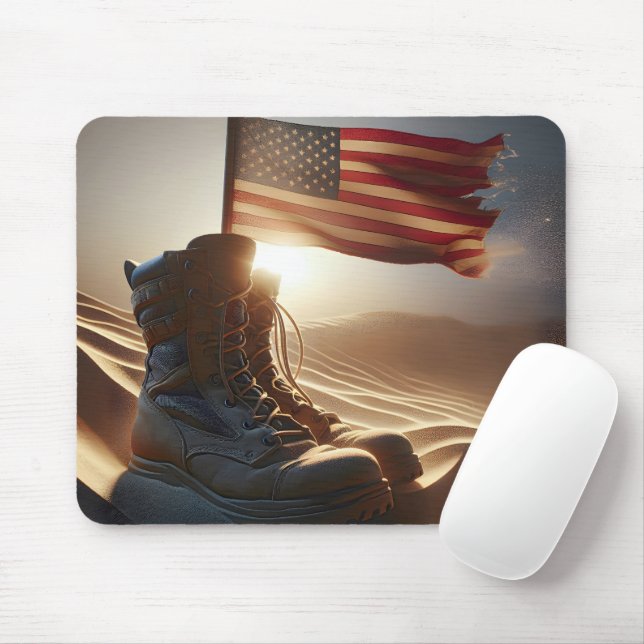 Mousepad Botas Militares com Bandeira Americana (Com mouse)