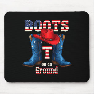 Mousepad Botas no chão cowboy chapéu vermelho 4 de julho