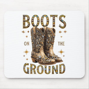 Mousepad Botas No Ground Black Cowgirl Western Onde