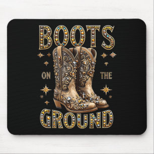 Mousepad Botas No Ground Black Cowgirl Western Onde