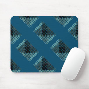 Mousepad Botões cianos sobre azul, formando formas geométri