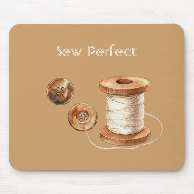 Mousepad Botões de Linha Perfeitos para Costurar Creme Marr (Frente)