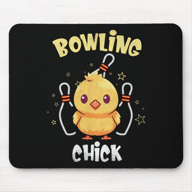 Mousepad Bowling Chick Funny Chicken Athlete Bowler Men Wom (Frente)