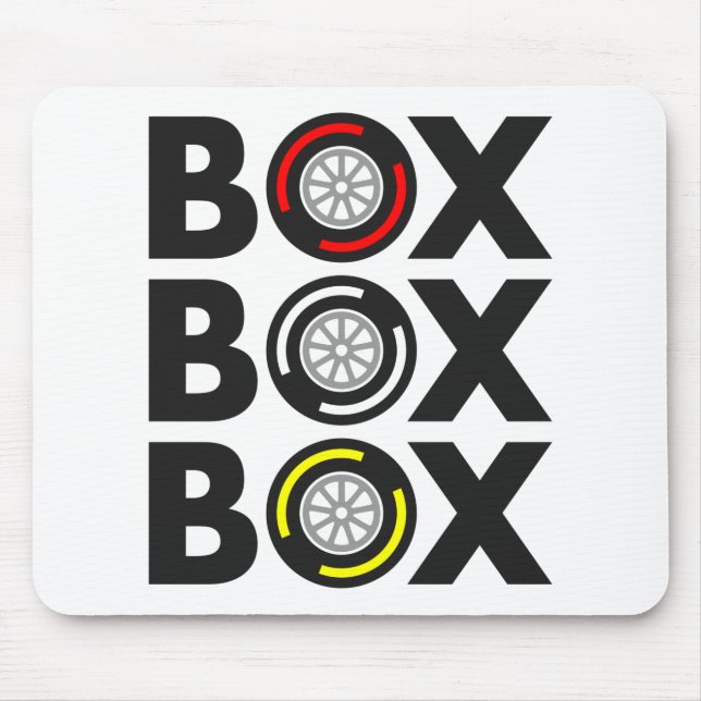 Mousepad "Box Box Box Box" F1 Design do conjunto do pneu (Frente)