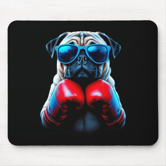 Mousepad Boxe Pug Cão Kickboxing Legal  (Frente)