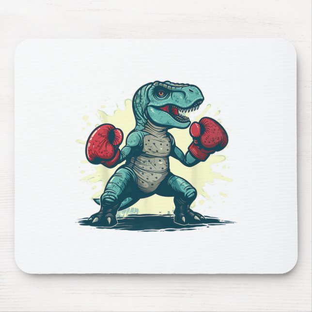 Mousepad Boxeando Dinosaur Boxeador T-rex Kickboxing Dino B (Frente)