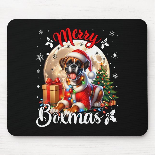 Mousepad Boxer Christmas Boxer Dog Costume Boxer Xmas Merry (Frente)
