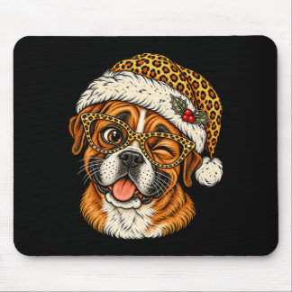 Mousepad Boxer de Natal Engraçado com Chapéu de Papai Noel 