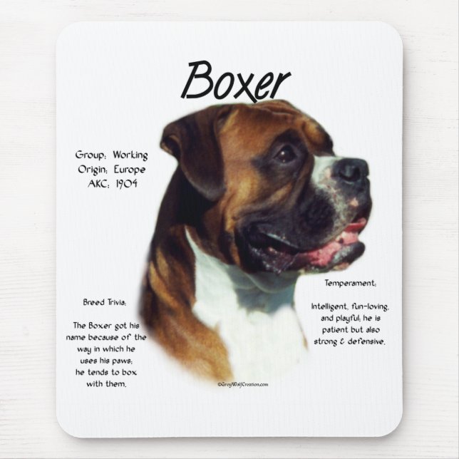 Mousepad Boxer de Orelha Natural Encontra a Raça (Frente)