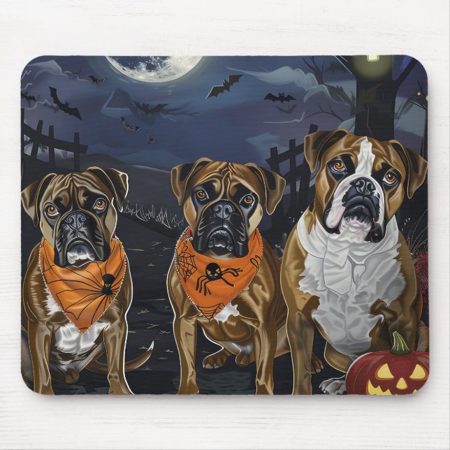 Mousepad Boxer Halloween Assustador (Frente)