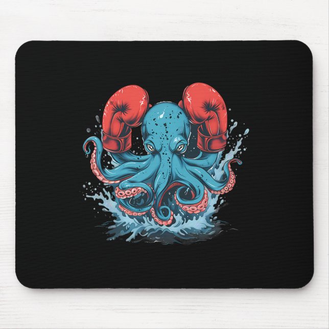 Mousepad Boxer Octopus Lover Ocean Creature Kickboxe (Frente)