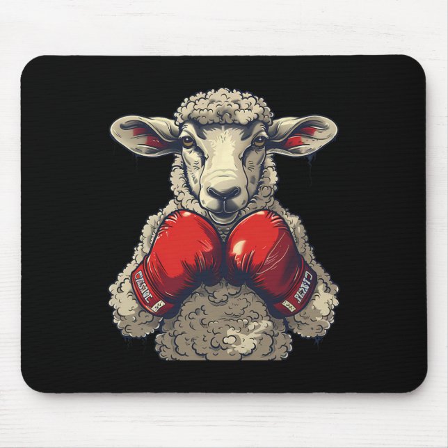 Mousepad Boxer Sheep With Boxing Gloves Kickboxing Funny Bo (Frente)