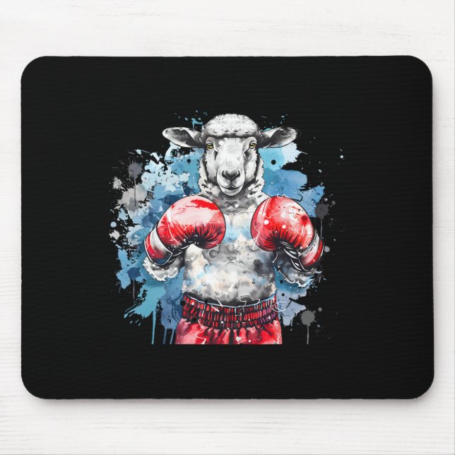 Mousepad Boxer Sheep With Boxing Gloves Kickboxing Funny Bo (Frente)
