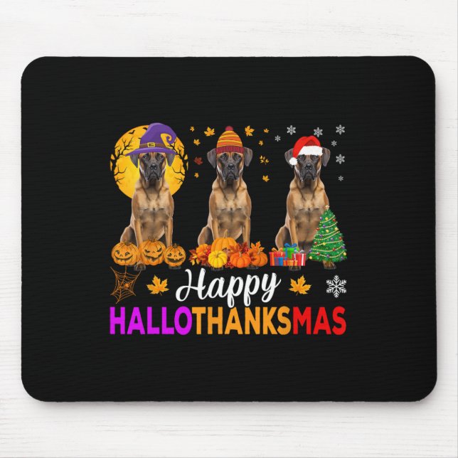 Mousepad Boxin Dog Halloween Hallothanksmas (Frente)