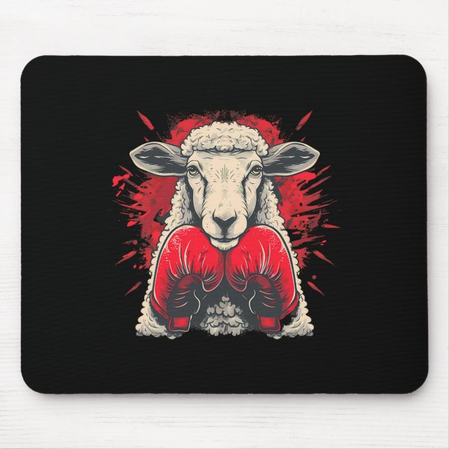Mousepad Boxing Sheep Lamb Boxing Gloves Kickboxing Funny B (Frente)