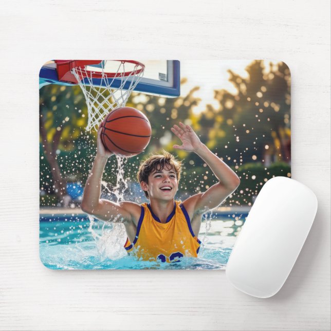 Mousepad Boy Playing Basketball In a Swimming Pool (Com mouse)
