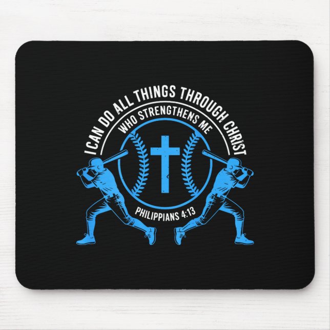 Mousepad Boys Baseball Christian-shirt Softball I Can Do Al (Frente)