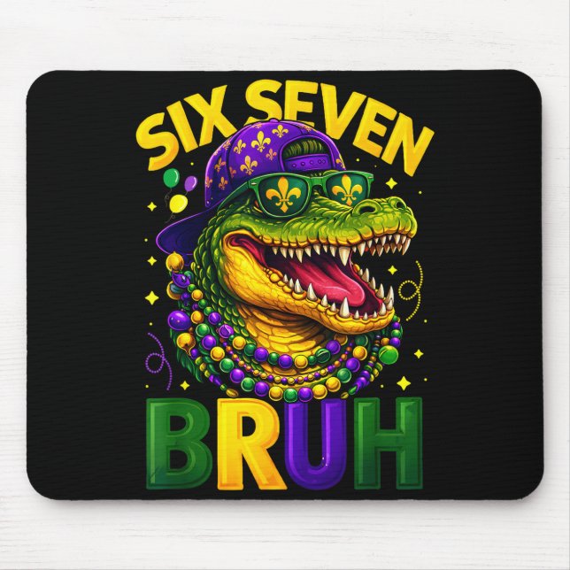 Mousepad Boys Mardi Gras Six Seven Bruh Mardigator Alligato (Frente)