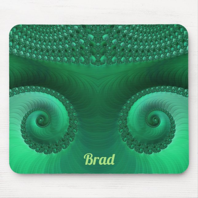 Mousepad BRAD ~ Zany Shades de Padrão Fratural Verde (Frente)