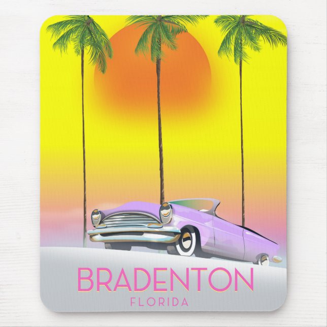Mousepad Bradenton Florida Classic car poster de viagens (Frente)