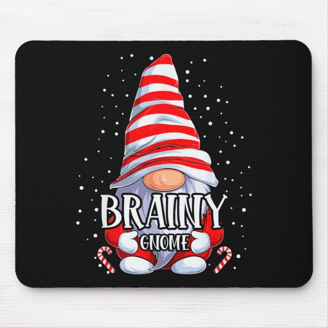 Mousepad Brainy Gnome Christmas Pajamas Matching Family Gro (Frente)