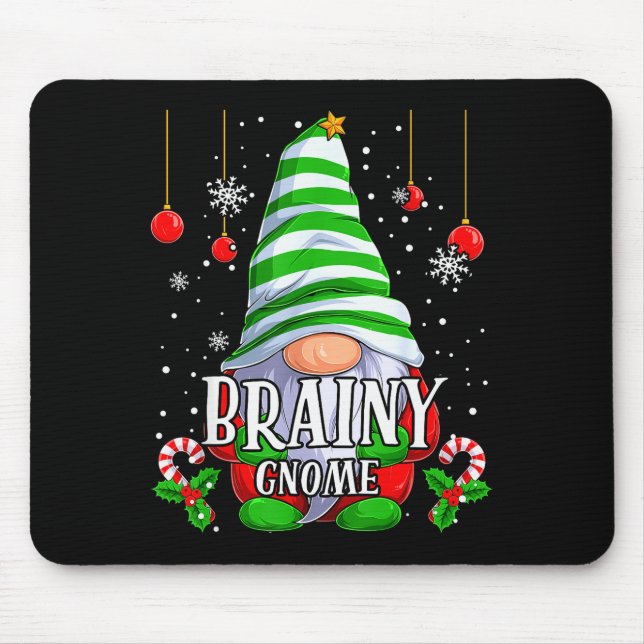 Mousepad Brainy Gnome Christmas Pajamas Matching Family Gro (Frente)