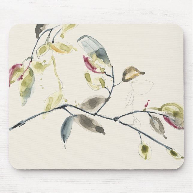 Mousepad Branch de Folhas de Aquarelas (Frente)
