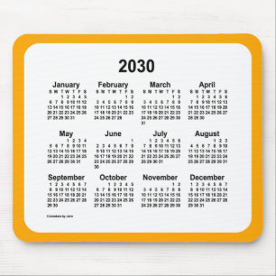 Mousepad Branco 2030 sobre o calendário laranja de Janz Do