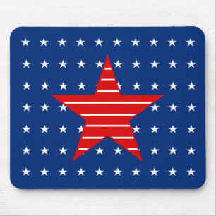 Mousepad Branco & azul vermelhos, estrelas & listras
