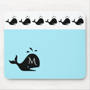 Mousepad Branco-Cinto-Azul-Cinto-Baleia-Preta Inicial Perso