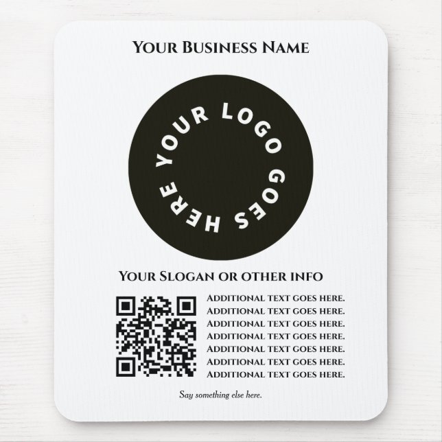 Mousepad Branco com código QR adicione seu próprio texto e  (Frente)