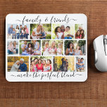 Mousepad Branco de Colagem de Fotos 12 para Família e Amigo<br><div class="desc">Crie o seu próprio mousepad de colagem fotográfica com uma citação familiar na tipografia elegante do script. O modelo de foto é configurado para você adicionar 12 de suas fotos favoritas, que são exibidas em uma grade moderna de alvenaria de paisagens e fotos de retratos. O ditado diz "família e...</div>