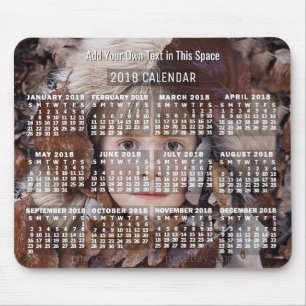 Mousepad Branco do Calendário de Fotos Mensal de 2018  Per