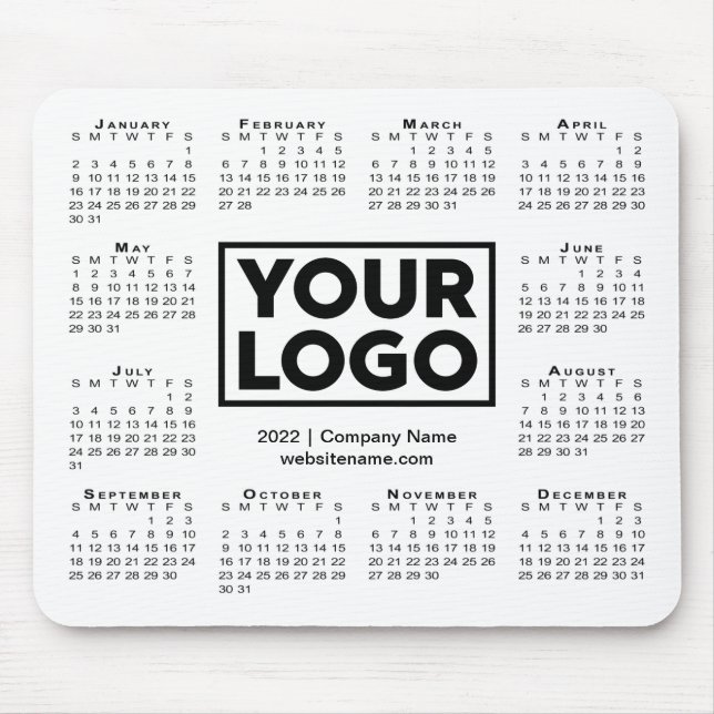Mousepad Branco do Logotipo da Empresa do Calendário Modern (Frente)
