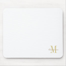 Mousepad Branco Dourado inicial e nome personalizado