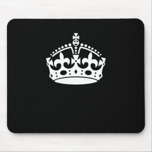 Mousepad Branco Mantenha a Coroa Calma em Preto
