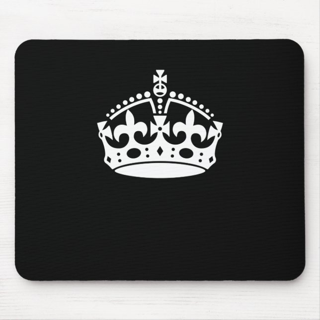 Mousepad Branco Mantenha a Coroa Calma em Preto (Frente)