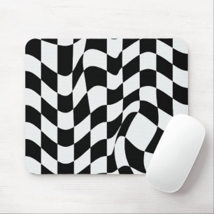 Mousepad Branco ondulado sobre o padrão moderno preto