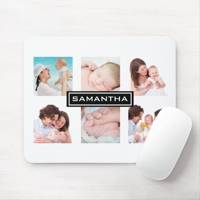 Mousepad Branco Personalizado de Colagem de Fotos 6 (Com mouse)