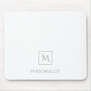 Mousepad Branco profissional com nome cinzento simples do